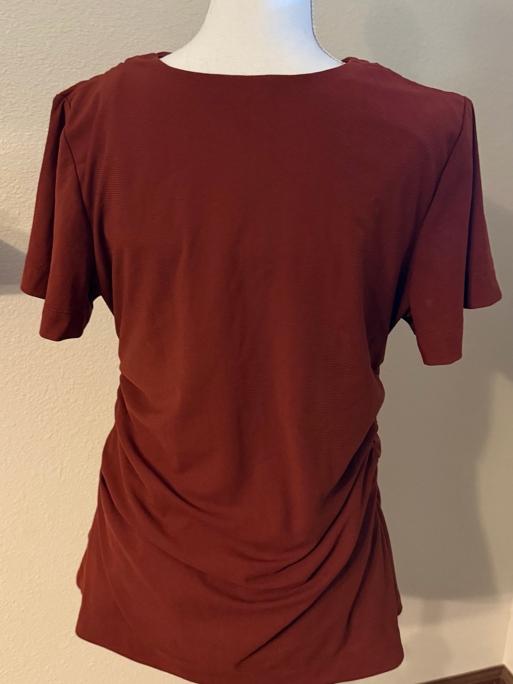Halogen Rust Short Sleeve Ruched Side Tunic - Picture 3 of 3